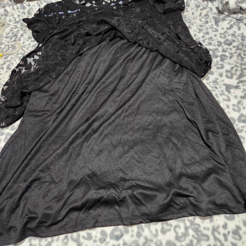 Nina Dress Size XL Black Knee Length Lined Sheer Short Sleeve.  New - Picture 8 of 10